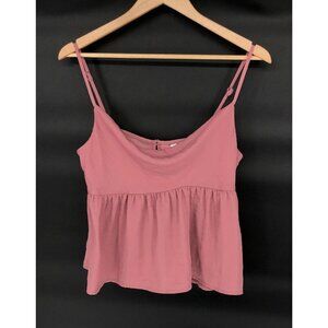 American Eagle Babydoll Cami Top Womens S Rose Pink y2k Tiered Coquette Dainty